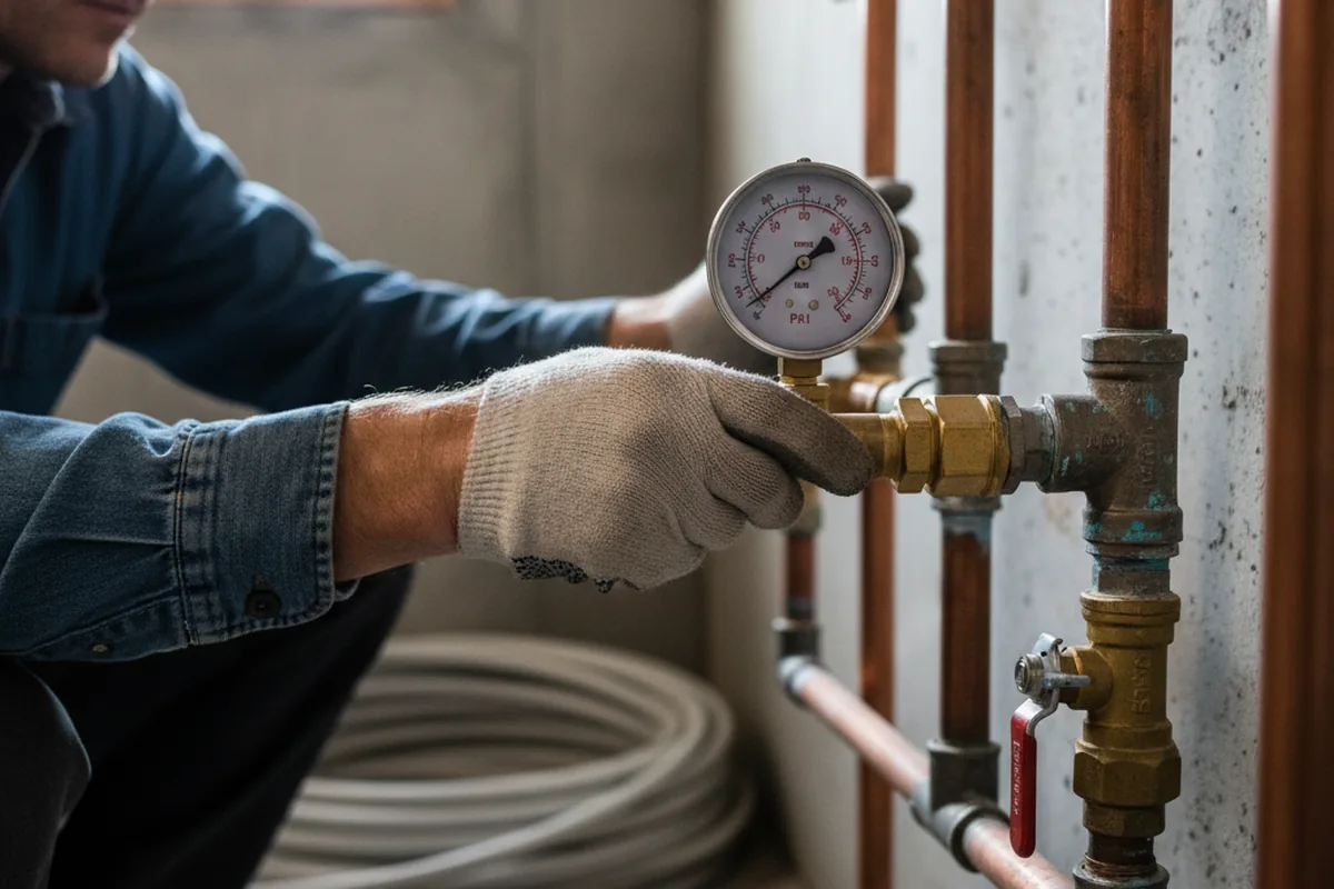 Pressure testing a repaired line during Water Line Repair in Lewistown